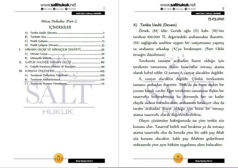 Miras Hukuku 2. Dönem Not Seti (2020-2021)-AKHF-Konu Anlatım Kitapçığı