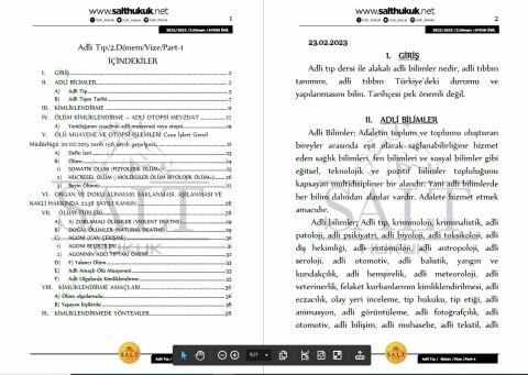 Adli Tıp 2. Dönem Vize Part-1 (2022-2023)-İAÜ-Konu Anlatım Kitapçığı