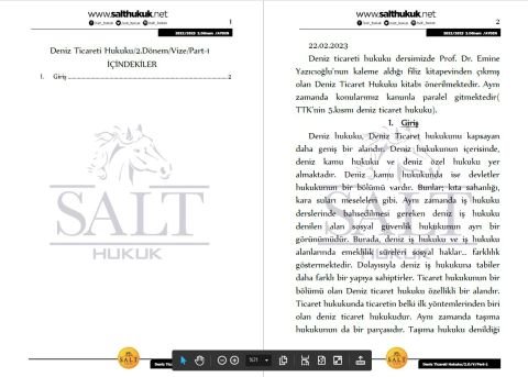 Deniz Ticaret  Hukuku 2. Dönem Vize Part-1 (2022-2023)-İAÜ-Konu Anlatım Kitapçığı
