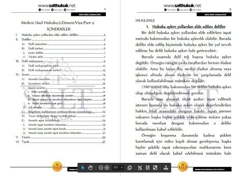 Medeni Usul Hukuku 2. Dönem Vize Part-2 (2022-2023)-İAÜ-Konu Anlatım Kitapçığı
