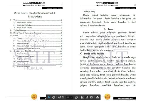 Deniz Ticaret  Hukuku 2. Dönem Vize Part-2 (2022-2023)-İAÜ-Konu Anlatım Kitapçığı