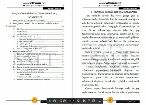 Borçlar Genel Hukuku 2. Dönem Vize Part-3 (2022-2023)-İAÜ-Konu Anlatım Kitapçığı