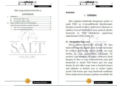 İdari Yargılama Hukuku 2. Dönem Vize Part-3 (2022-2023)-İAÜ-Konu Anlatım Kitapçığı