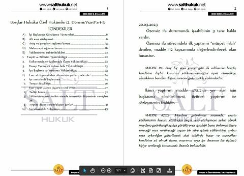 Borçlar Özel Hukuku 2. Dönem Vize Part-3 (2022-2023)-İAÜ-Konu Anlatım Kitapçığı