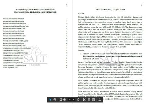 1.SINIF VİZE ÇIKMIŞ SORULAR CİLT-1 (ANAYASA HUKUKU-GENEL KAMU HUKUKU-HUKUK BAŞLANGICI