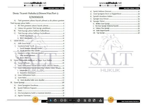 Deniz Ticaret  Hukuku 2. Dönem Vize Part-3 (2022-2023)-İAÜ-Konu Anlatım Kitapçığı