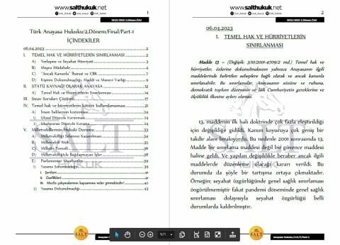Anayasa Hukuku 2. Dönem Final Part-1 (2022-2023)-İAÜ-Konu Anlatım Kitapçığı