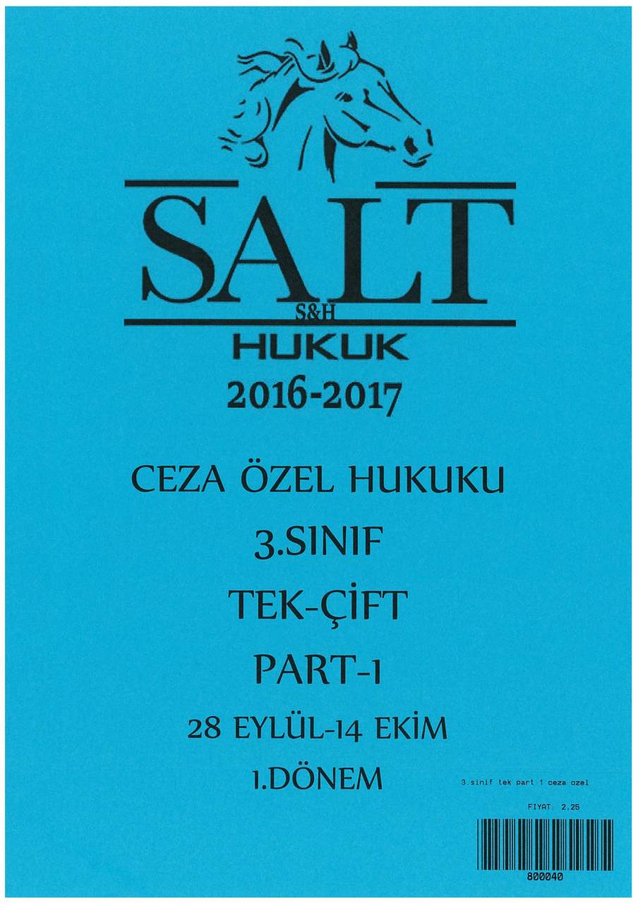 CEZA ÖZEL HUKUKU 3.SINIF ÇİFT PART-1-Konu Anlatım Kitapçığı