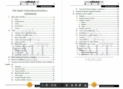 Türk Hukuk Tarihi 2. Dönem Final Part-1 (2022-2023)-İAÜ-Konu Anlatım Kitapçığı