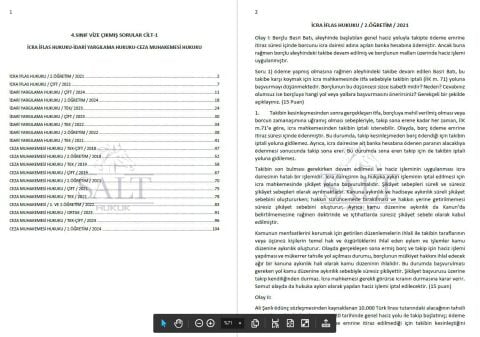 4.SINIF VİZE ÇIKMIŞ SORULAR CİLT-1 (İCRA İFLAS HUKUKU-İDARİ YARGILAMA HUKUKU-CEZA MUHAKEMESİ HUKUKU)