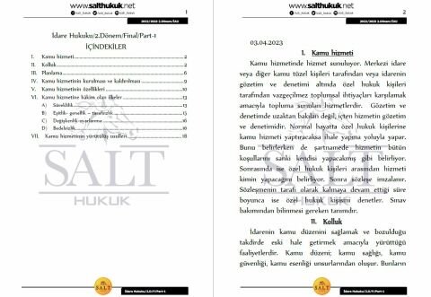 İdare Hukuku 2. Dönem Final Part-1 (2022-2023)-İAÜ-Konu Anlatım Kitapçığı