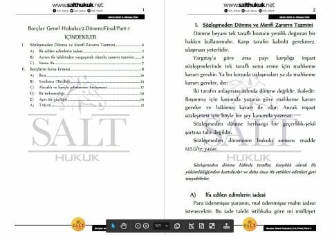 Borçlar Genel Hukuku 2. Dönem Final Part-1 (2022-2023)-İAÜ-Konu Anlatım Kitapçığı