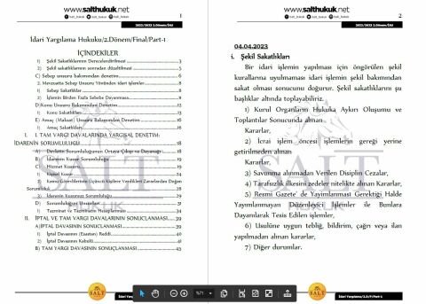 İdari Yargılama Hukuku 2. Dönem Final Part-1 (2022-2023)-İAÜ-Konu Anlatım Kitapçığı