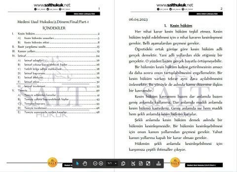 Medeni Usul Hukuku 2. Dönem Final Part-1 (2022-2023)-İAÜ-Konu Anlatım Kitapçığı