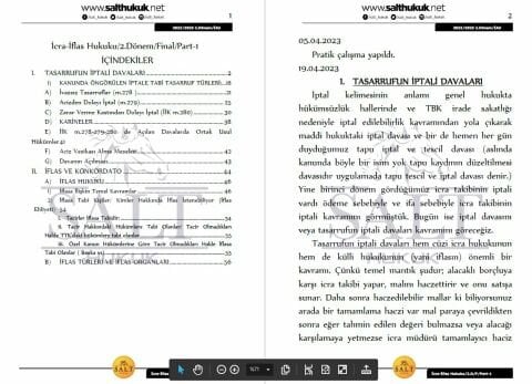 İcra ve İflas Hukuku 2. Dönem Final Part-1 (2022-2023)-İAÜ-Konu Anlatım Kitapçığı