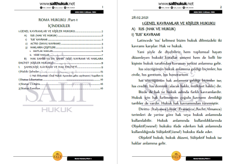 Roma Hukuku 2. Dönem Part-1 (2020-2021)-KKÜ-Konu Anlatım Kitapçığı