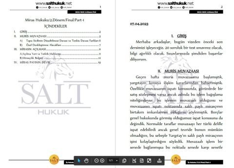 Miras Hukuku 2. Dönem Final Part-1 (2022-2023)-İAÜ-Konu Anlatım Kitapçığı