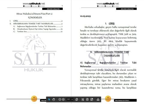 Miras Hukuku 2. Dönem Vize Part-2 (2022-2023)-İAÜ-Konu Anlatım Kitapçığı