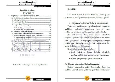 Eşya Hukuku 2. Dönem Part-5 (2020-2021)-KKÜ-Konu Anlatım Kitapçığı