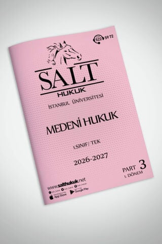 Medeni Hukuk Tek 1. Dönem Part-3 (2026-2027)-İÜHF-Konu Anlatım Kitapçığı