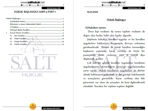 Hukuk Başlangıcı Amfi 2 1. Dönem Not Seti (2020-2021)-DEÜ-Konu Anlatım Kitapçığı