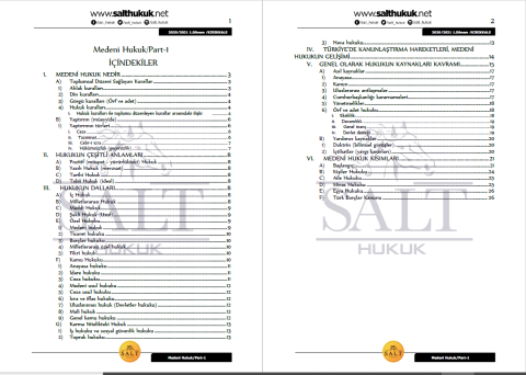 Medeni Hukuk 1. Dönem Part-1 (2020-2021)-KKÜ-Konu Anlatım Kitapçığı