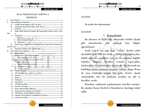 Roma Hukuku Amfi 1-2-3 1. Dönem Not Seti (2020-2021)-DEÜ-Konu Anlatım Kitapçığı