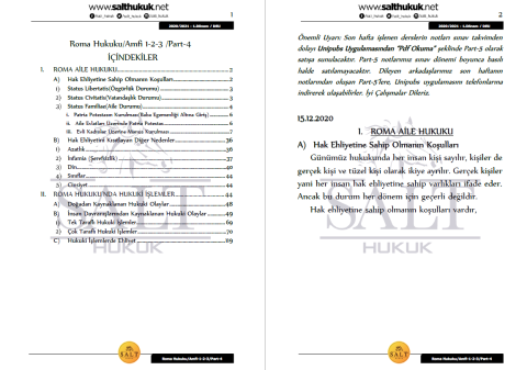 Roma Hukuku Amfi 1-2-3 1. Dönem Not Seti (2020-2021)-DEÜ-Konu Anlatım Kitapçığı