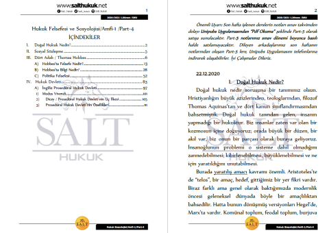 Hukuk Felsefesi Amfi 1 1. Dönem Not Seti (2020-2021)-DEÜ-Konu Anlatım Kitapçığı