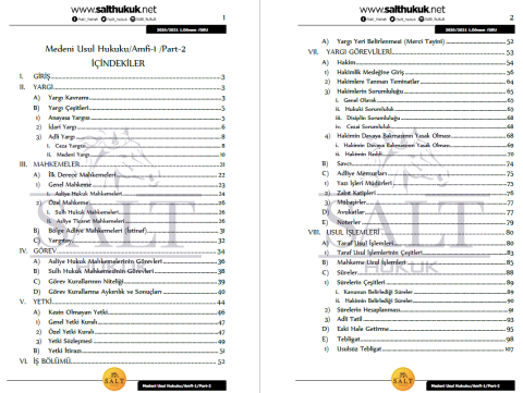 Medeni Usul Hukuku Amfi 1 1. Dönem Not Seti (2020-2021)-DEÜ-Konu Anlatım Kitapçığı