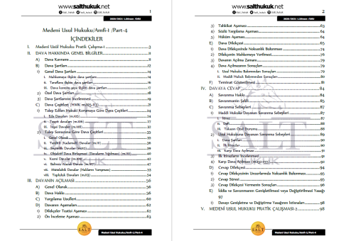 Medeni Usul Hukuku Amfi 1 1. Dönem Not Seti (2020-2021)-DEÜ-Konu Anlatım Kitapçığı