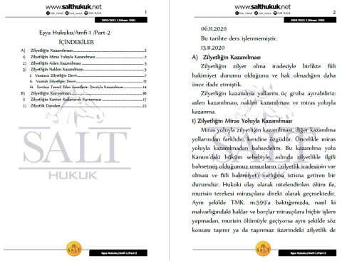 Eşya Hukuku Amfi 1 1. Dönem Not Seti (2020-2021)-DEÜ-Konu Anlatım Kitapçığı