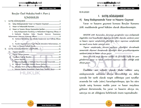 Borçlar Özel Hukuku Amfi 1 1. Dönem Not Seti (2020-2021)-DEÜ-Konu Anlatım Kitapçığı