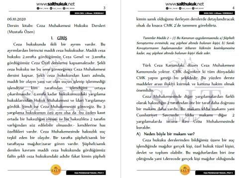 Ceza Muhakemesi Hukuku 1. Dönem Part-1 (2020-2021)-KKÜ-Konu Anlatım Kitapçığı