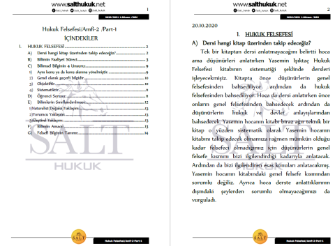 Hukuk Felsefesi Amfi 2 1. Dönem Not Seti (2020-2021)-DEÜ-Konu Anlatım Kitapçığı