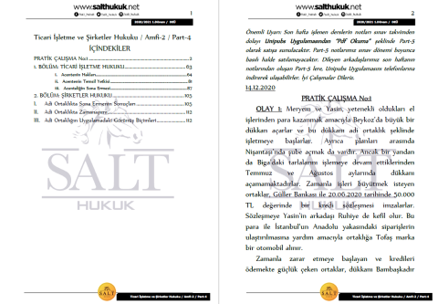 Ticaret İşletme ve Şirketler Hukuku Amfi 2 1. Dönem Not Seti (2020-2021)-DEÜ-Konu Anlatım Kitapçığı