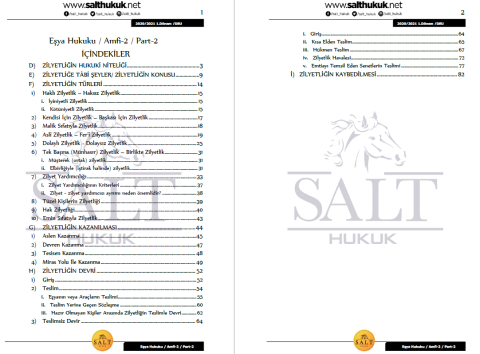 Eşya Hukuku Amfi 2 1. Dönem Not Seti (2020-2021)-DEÜ-Konu Anlatım Kitapçığı