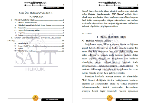 Ceza Özel Hukuku Amfi 1-2 1. Dönem Not Seti (2020-2021)-DEÜ-Konu Anlatım Kitapçığı