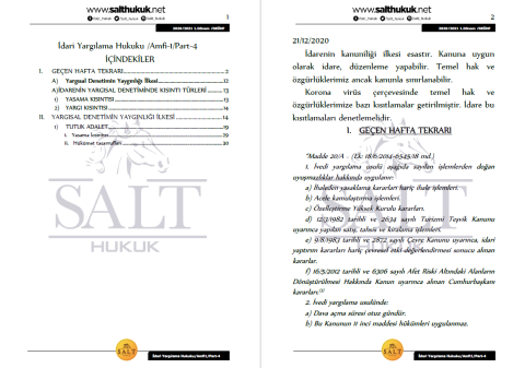 İdari Yargılama Hukuku Amfi 1 1. Dönem Not Seti (2020-2021)-DEÜ-Konu Anlatım Kitapçığı