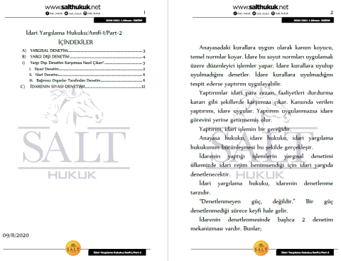 İdari Yargılama Hukuku Amfi 1 1. Dönem Not Seti (2020-2021)-DEÜ-Konu Anlatım Kitapçığı