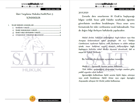 İdari Yargılama Hukuku Amfi 1 1. Dönem Not Seti (2020-2021)-DEÜ-Konu Anlatım Kitapçığı