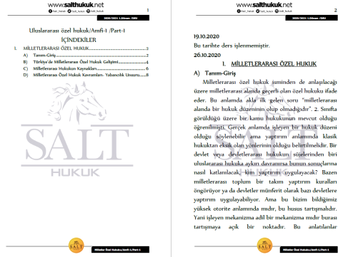 Milletler Özel Hukuku Amfi 1 1. Dönem Not Seti (2020-2021)-DEÜ-Konu Anlatım Kitapçığı