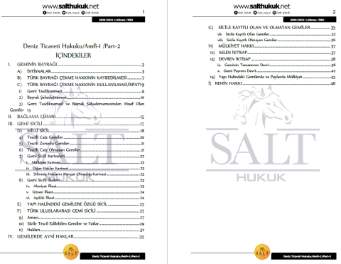 Deniz Ticaret Hukuku Amfi 1 1. Dönem Not Seti (2020-2021)-DEÜ-Konu Anlatım Kitapçığı