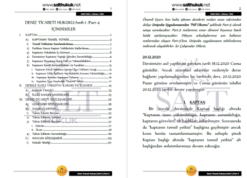 Deniz Ticaret Hukuku Amfi 1 1. Dönem Not Seti (2020-2021)-DEÜ-Konu Anlatım Kitapçığı
