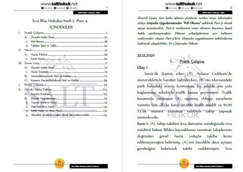 İcra ve İflas Hukuku Amfi 2 1. Dönem Not Seti (2020-2021)-DEÜ-Konu Anlatım Kitapçığı