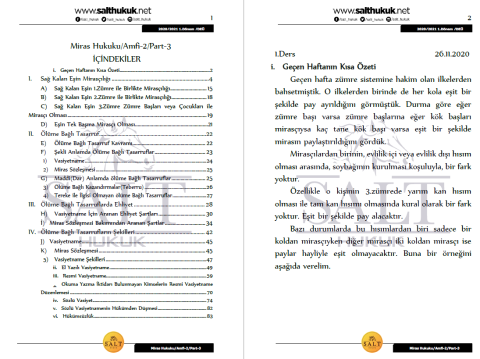 Miras Hukuku Amfi 2 1. Dönem Not Seti (2020-2021)-DEÜ-Konu Anlatım Kitapçığı