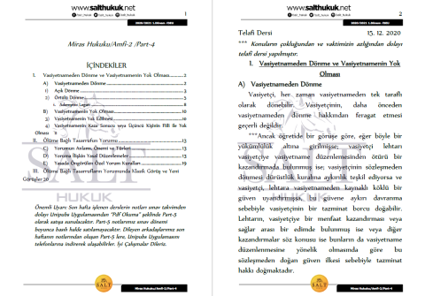 Miras Hukuku Amfi 2 1. Dönem Not Seti (2020-2021)-DEÜ-Konu Anlatım Kitapçığı