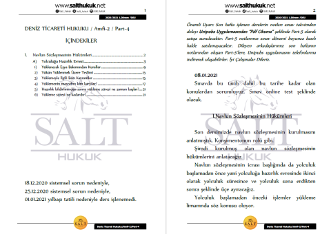 Deniz Ticaret Hukuku Amfi 2 1. Dönem Not Seti (2020-2021)-DEÜ-Konu Anlatım Kitapçığı