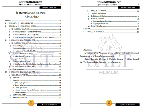 İş Hukuku Amfi 1-2 1. Dönem Not Seti (2020-2021)-DEÜ-Konu Anlatım Kitapçığı