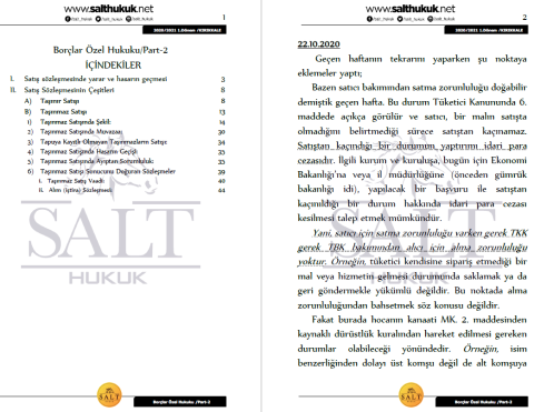 Borçlar Özel Hukuku 1. Dönem Part-2 (2020-2021)-KKÜ-Konu Anlatım Kitapçığı